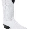 Guadalajara Western Wear White Diamond Caiman Imitation Men's J Toe Boots - Blanco