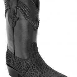 Guadalajara Western Wear White Diamond Bull Shoulder J Toe Men's Boots - Black