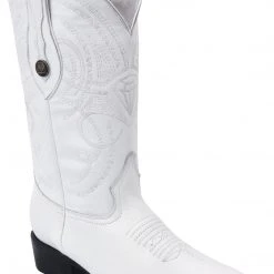 Guadalajara Western Wear White Diamond Deer Imitation J Toe Men's Boots - White