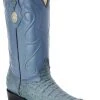 Guadalajara Western Wear White Diamond Caiman J Toe Men's Boot - Blue