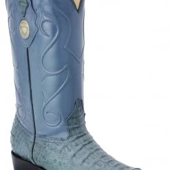 Guadalajara Western Wear White Diamond Caiman J Toe Men's Boot - Blue