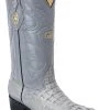 Guadalajara Western Wear White Diamond Caiman J Toe Men's Boot - Gray