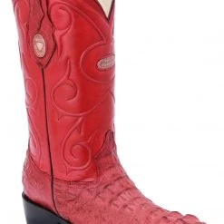 Guadalajara Western Wear White Diamond Caiman J Toe Men's Boot - Red
