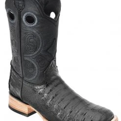 Guadalajara Western Wear White Diamond Caiman Wide Square Toe Men's Boot - Black