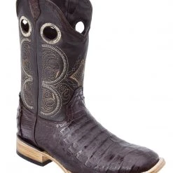 Guadalajara Western Wear White Diamond Caiman Wide Square Toe Men's Boot - Brown