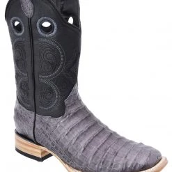 Guadalajara Western Wear White Diamond Caiman Wide Square Toe Men's Boot - Gray