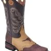 Guadalajara Western Wear White Diamond Square Toe Men's Boots - Brown
