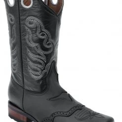 Guadalajara Western Wear White Diamond Square Toe Men's Boots - Black