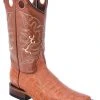 Guadalajara Western Wear White Diamond Caiman Belly Print Square Toe Men's Boots - Cognac