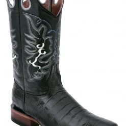 Guadalajara Western Wear White Diamond Caiman Belly Print Square Toe Men's Boots - Black