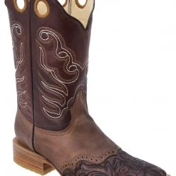 Guadalajara Western Wear White Diamond Wide Square Toe Men's Boots - Brown