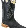 Guadalajara Western Wear White Diamond Wide Square Toe Men's Boots - Black