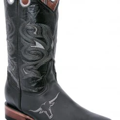Guadalajara Western Wear White Diamond Square Toe Men's Boots - Black