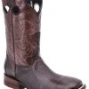 Guadalajara Western Wear White Diamond Lizard Square Toe Men's Boots - Brown