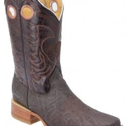 Guadalajara Western Wear White Diamond Elephant Print SquareToe Men's Boot - Brown