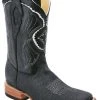 Guadalajara Western Wear White Diamond Elephant Print SquareToe Men's Boot - Black