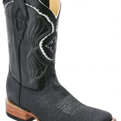 Guadalajara Western Wear White Diamond Elephant Print SquareToe Men's Boot - Black