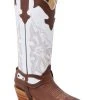 Guadalajara Western Wear White Diamond Brown/White Square Toe Women Boot