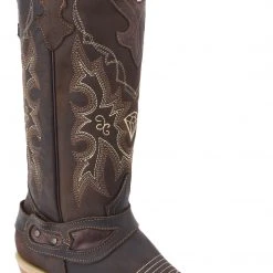 Guadalajara Western Wear White Diamond Brown Square Toe Women Boot