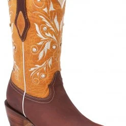 Guadalajara Western Wear White Diamond Honey/Brown Square Toe Women Boot