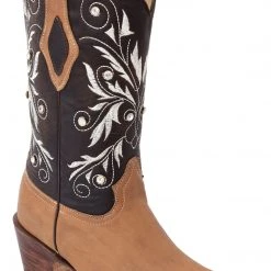 Guadalajara Western Wear White Diamond Chocolate/Honey Square Toe Women Boot