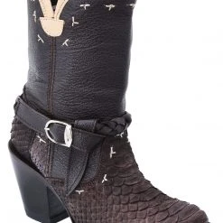 Guadalajara Western Wear White Diamond Brown Python Round Toe Short Women Boot