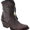 Guadalajara Western Wear White Diamond Brown Round Toe Short Women Boot