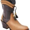 Guadalajara Western Wear White Diamond Honey/Brown Round Toe Short Women Boot
