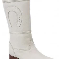 Guadalajara Western Wear White Diamond Escaramuza Leather Bone Women Boot