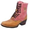 Guadalajara Western Wear White Diamond Honey/Pink Lace Up Square Toe Women Boot