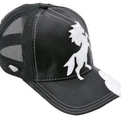 Guadalajara Western Wear White Diamond Truker Caballo Exotic Cap - Negro