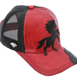 Guadalajara Western Wear White Diamond Truker Caballo Exotic Cap - Rojo