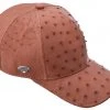 Guadalajara Western Wear White Diamond Avestruz Exotic Cap - Cognac