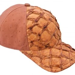 Guadalajara Western Wear White Diamond Pirarucu Print Exotic Cap - Cognac / Negro Accessories