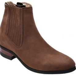 Guadalajara Western Wear White Diamond Piel Nobuck Botin Charro - Cafe Men