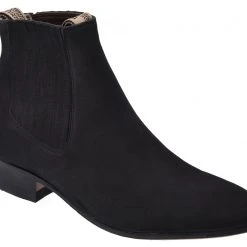 Guadalajara Western Wear White Diamond Piel Nobuck Botin Charro - Black Men