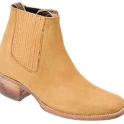 Guadalajara Western Wear White Diamond Piel Nobuck Botin Rodeo Charro Square Toe - Sand Men