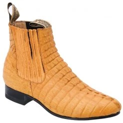 Guadalajara Western Wear White Diamond Caiman Botin Charro - Mantequilla