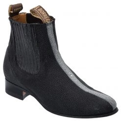 Guadalajara Western Wear White Diamond Mantarraya Botin Charro - Black Men
