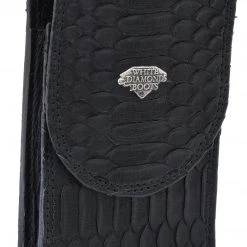 Guadalajara Western Wear White Diamond Funda Python Leather Cell Phone Case - Negro