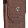 Guadalajara Western Wear White Diamond Funda Avestruz Leather Cell Phone Case - Cafe Accessories