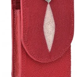 Guadalajara Western Wear White Diamond Funda Mantarraya Perla Macho Leather Cell Phone Case - Roja