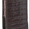 Guadalajara Western Wear White Diamond Funda Cocodrilo Leather Cell Phone Case - Brown