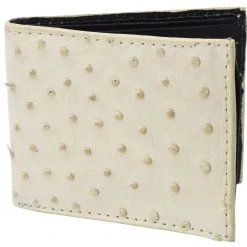 Guadalajara Western Wear White Diamond Avestruz Leather Wallet - Hueso