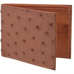 Guadalajara Western Wear White Diamond Avestruz Leather Wallet - Cafe Accessories