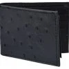 Guadalajara Western Wear Accessories White Diamond Avestruz Leather Wallet - Negro