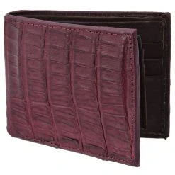 Guadalajara Western Wear Accessories White Diamond Cocodrilo Leather Wallet - Vino