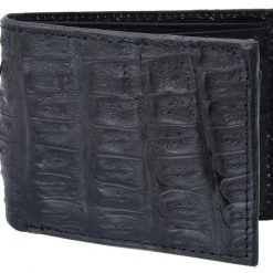 Guadalajara Western Wear White Diamond Cocodrilo Leather Wallet - Negro