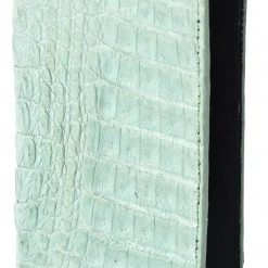Guadalajara Western Wear White Diamond Cocodrilo Porta Chequera Leather Wallet - Pistacho