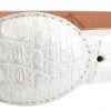 Guadalajara Western Wear White Diamond Cocodrilo Glaseasdo Leather Belt - Blanco 2 Guadalajara Western Wear White Diamond Cocodrilo Glaseasdo Leather Belt - Blanco